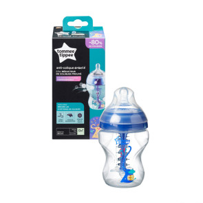 TOMMEE TIPPEE Шише за хранене с декорация 260 мл. 0+ ANTI-COLIC СИН