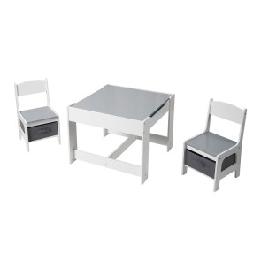 GINGER HOME К-кт дървена маса с 2 столчета 2в1 WHITE/GREY