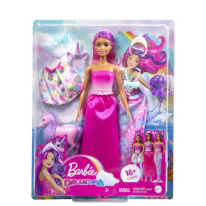 Barbie® Dreamtopia™ Кукла принцеса 3 в 1 с костюми на фея и русалка