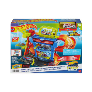 Hot Wheels® Автомивка Tunnel Twist с 1 количка Color Shifters™ с функция за промяна на цвета