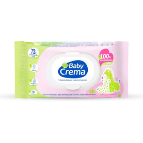 BABY CREMA Бебешки биоразградими мокри кърпи 72 бр. АЛОЕ