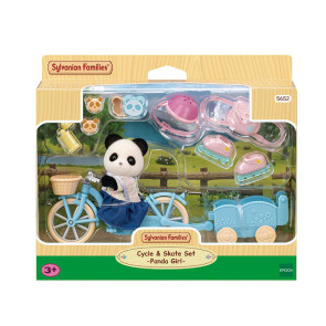 Sylvanian Families® Панда с велосипед и оборудване за каране на ролери