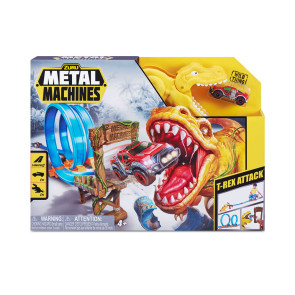 METAL MACHINES Писта Динозавър с два лупинга и количка T-Rex Attack