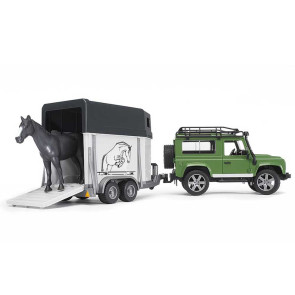 BRUDER джип Land Rover с ремарке за превоз на коне и 1 Кон