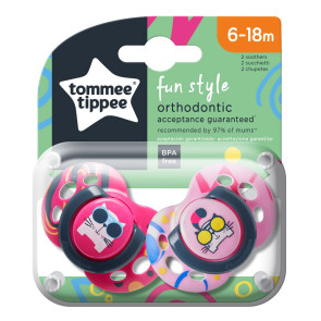 TOMMEE TIPPEE Ортодонтични залъгалки 6-18 м. FUN STYLE КОТКА