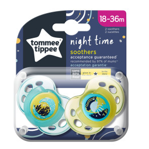 TOMMEE TIPPEE Ортодонтични залъгалки 18-36 м. NIGHT