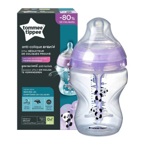 TOMMEE TIPPEE Шише за хранене с декорация 260 мл. 0+ ANTI-COLIC РОЗОВО/ПАНДИ