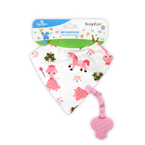 LORELLI Baby Care Лигавник-бандана с гризалка и държач GIRL