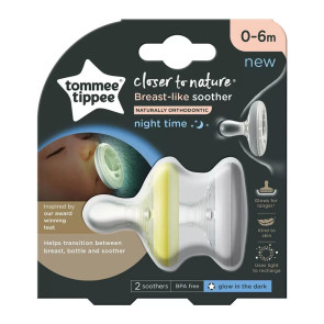 TOMMEE TIPPEE Ортодонтични залъгалки 0-6 м. BREAST-LIKE NIGHT