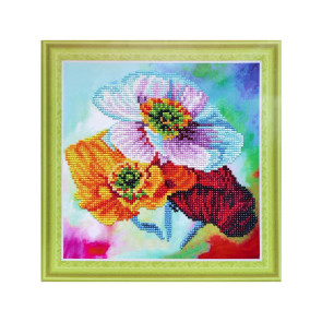 D'Art Диамантен гоблен - картина 30 x 30cм. с частична диамантена мозайка - Poppy trio