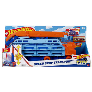 Hot Wheels™ TRUCKS Автовоз с писта за спускане за 20 колички City Speed Drop Transport™