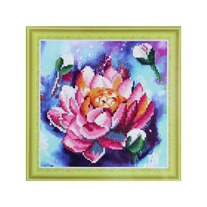 D'Art Диамантен гоблен - картина 30 x 30cм. с частична диамантена мозайка - Lotus