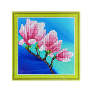 D'Art Диамантен гоблен - картина 30 x 30cм. с частична диамантена мозайка - Magnolia branch