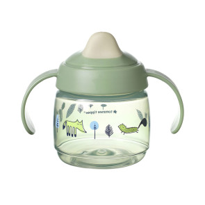 TOMMEE TIPPEE Неразливаща се чаша с мек накрайник 190 мл. 4+м BACSHIELD ЗЕЛЕНА