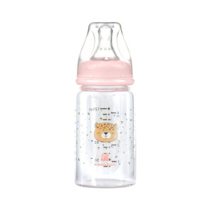 KIKKA BOO Шише стъкло силикон 120мл SAVANNA PINK