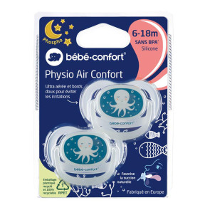 BBC Залъгалка силикон 2 бр. 6-18м. светещи PHYSIO AIR CONFORT BLUE OCTOPUS