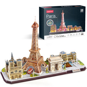 CubicFun Пъзел 3D City Line Paris 115ч. с LED светлини