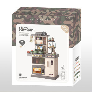 Кухня Home Kitchen 38ч. с течаща вода и пара Сива