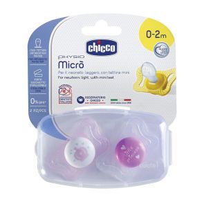 CHICCO Залъгалка силикон 0-2 м. 2 бр PHYSIO MICRO GIRL