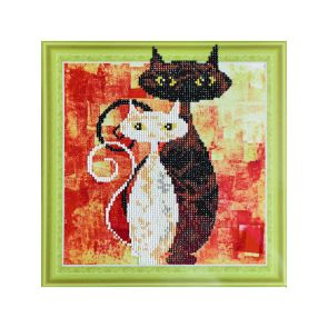 D'Art Диамантен гоблен - картина 30 x 30cм. с частична диамантена мозайка - Cats in love