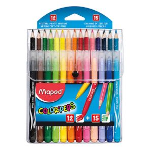 Maped Color Peps Комплект с 12 флумастера и 15 молива
