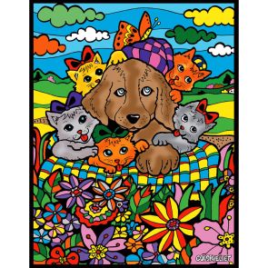 ColorVelvet Картина за оцветяване - котета и куче