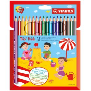 Stabilo Комплект цветни моливи и острилка Trio Thick 18 цвята