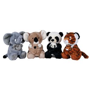 NICOTOY Плюшено животинче с бебе - панда, коала, тигър и слонче