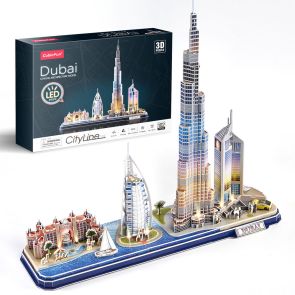 CubicFun Пъзел 3D City Line Dubai 182ч. с LED светлини